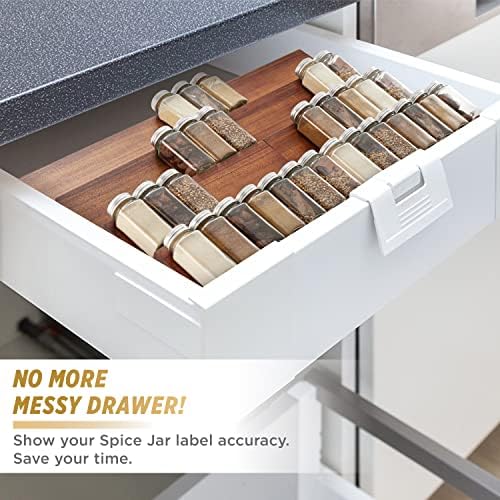 Tinamo Acacia Wood 4-Tier Spice Rack Organizer for Cabinet, Pack of 8 Pcs - Image 4