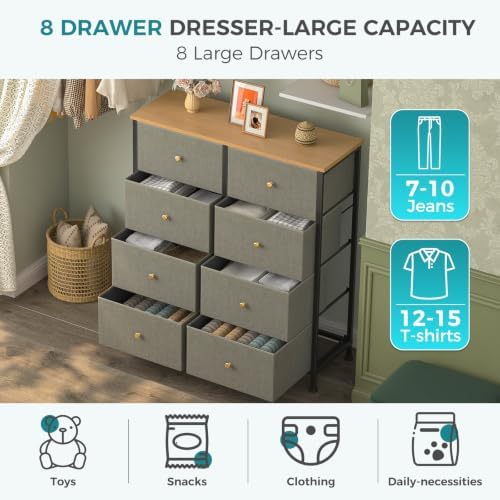 OLIXIS 8 Drawer Storage Dresser for Bedroom, Closet Organizers Units - Image 4