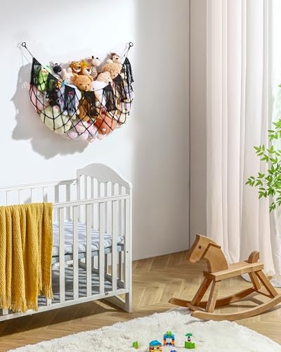 Boho Stuffed Animal Hammock, Falt Wall or Corner Hanging, Black, L - Image 7
