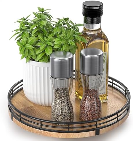 AMH 9-Inch Farmhouse Oak Lazy Susan Cabinet Organizer by AMH
