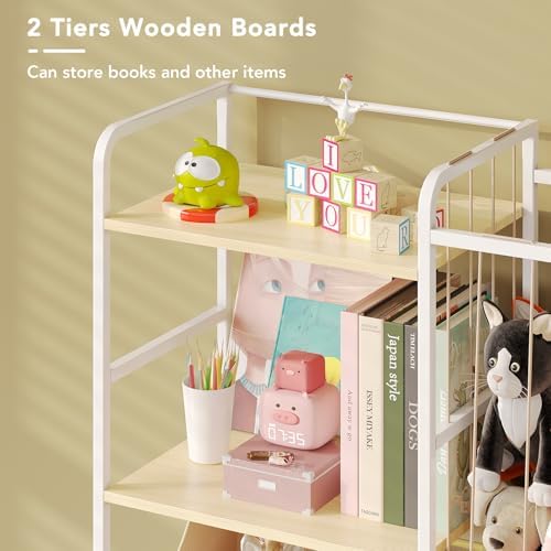 BBLIKE Toy Storage Organizer, Stuffed Animal Storage with Toy Bin, Beige - Image 6