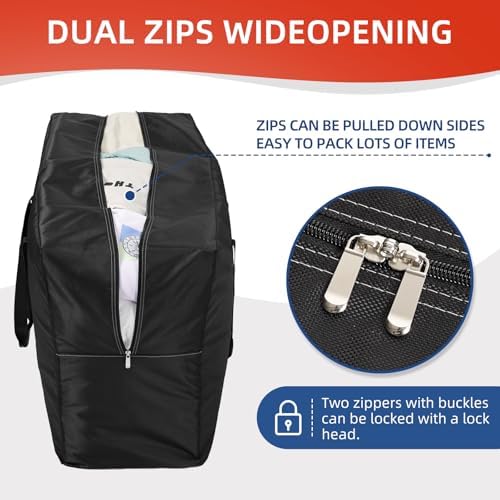 Extra Large travel duffel bag with Strong Handles, 180L Waterproof duffel bag, Durable Zippers, Extra Large Storage Totes for Camping, Space Saving and Moving Supplies, Black - Image 4
