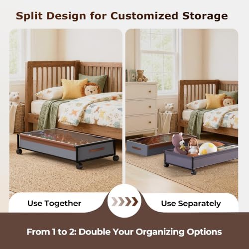 OMAIRA 2-Pack Under Bed Storage With Wheels,Underbed Shoe Storage Organizer - Image 6