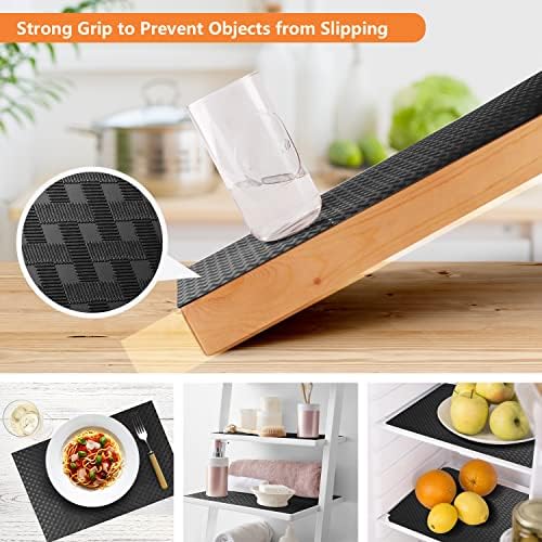 Shelf Liner Non Slip,Kitchen Cupboard Drawer Fridge Mat Black 23.6"× 78.7" - Image 6