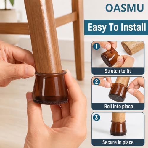 OASMU 32 Pcs Chair Leg Floor Protectors for Hardwood Floors Brown Small - Image 6