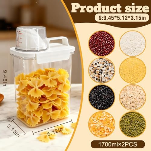 2 Pack 1800ML Airtight Cereal Container with Pour Spout & Cup - Image 2