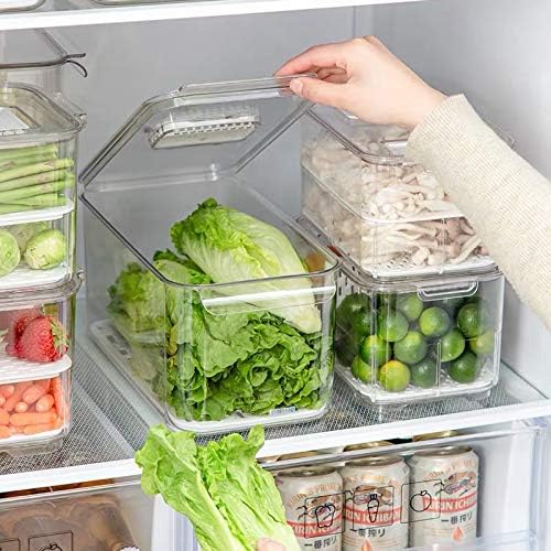 SANNO Produce Saver Fresh Keeper Vegetable Fruit Storage Containers, Refrigerator Fridge Stackable Bins with Lids and Vents, Stackable Salad Lettuce Keeper,BPA-freeContainers Bin- - Image 5