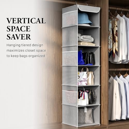Simple Houseware 6 Shelf Hanging Closet Organizer, Gray - Image 7