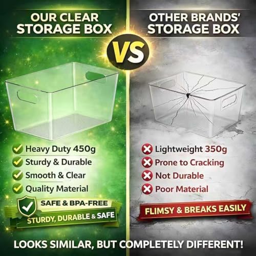 Set of 6 Pantry Organizers and Storage, Clear Plastic Bins(4L+2S) - Image 4