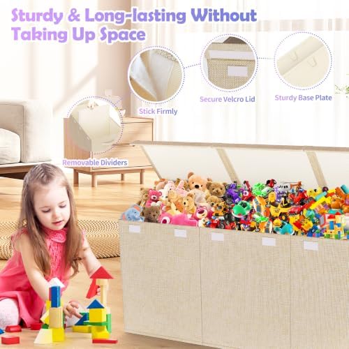 Extra Large Toy Box, Collapsible Toy Storage Organizer, 40"x16"x16", Beige - Image 4