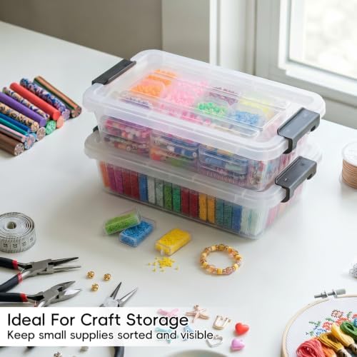 Small Storage Bins with Lids 10 Pack 3Qt Clear Stackable Containers Boxes - Image 6
