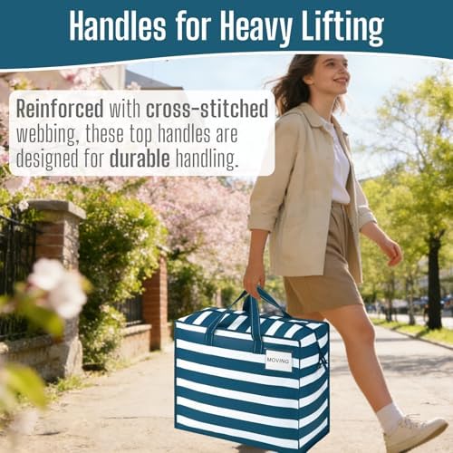 VENO Heavy Duty Moving Bags, 13 Gallon, Classic Navy Stripe, 4 Pack - Image 4