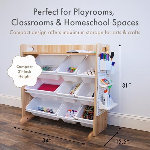 Humble Crew Kids Toy Organizer with Display Shelf, 9 Bins, 3 Tier Storage - Image 2
