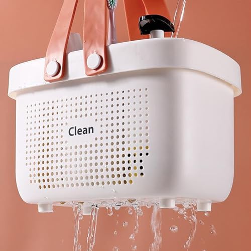 Portable Shower Caddy Basket with Handles Plastic Storage Basket Small Grey - Image 6