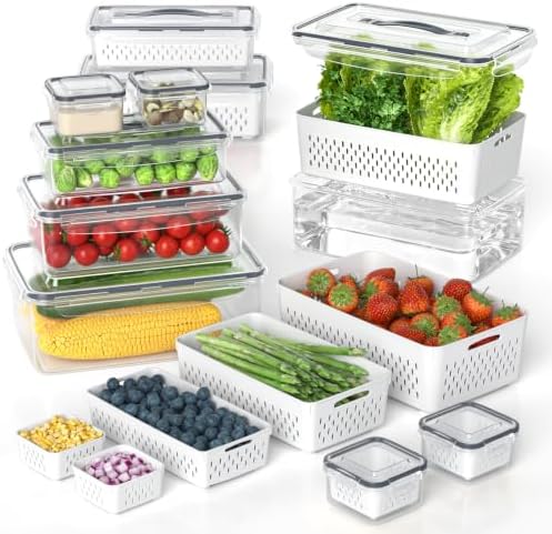 BOICHU 10Pack Fruit Storage Containers for Fridge with Colander and Lids by BOICHU--Agoodhelperforyou
