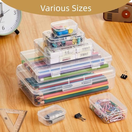 42 Pieces Mixed Sizes Rectangular Empty Mini Clear Plastic Organizer Box - Image 4
