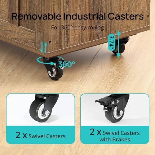 HYZ Storage Chest, 39.4'' Wooden Storage Bench with 4 Wheels & 2 Safety Hinges, Retro Toy Box Support 300 lbs for Bedroom, Living Room, Easy Assembly, Vintage Brown - Image 5