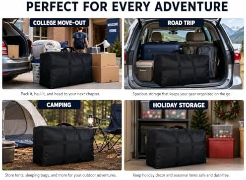 Extra Large Duffle Bag for Travel, Big XL Oversized Foldable Storage Bags with Reinforced Handles & Lockable Zipper - Turquoise, 100L - Image 7