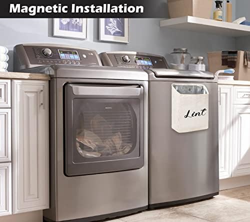 Kamehame Magnetic Lint Bin for Laundry Room Organization and Storage, Cotton Linen Lint Bag, Wall Mount Space Saving Washer Dryer Trash Can Collector - Image 6