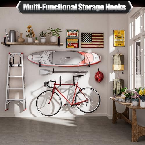 Nacial 20 Pack Heavy Duty Garage Hooks, 9.8" & 3.5" Wall Hooks with EVA Pad - Image 6