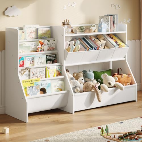 FOUCSSOMEI Kids Toy Storage Organizer with Bookshelf for Playroom Nursery by FOUCSSOMEI