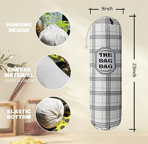 Classic Buffalo Check Plaid Grocery Bags Holder Organizer For Shopping Bags, Wall Mount Plastic Bags Storage Container Dispensers, Kitchen Housewarming Gifts For Women Family Friends Grandma Mom (A-9) - Image 3