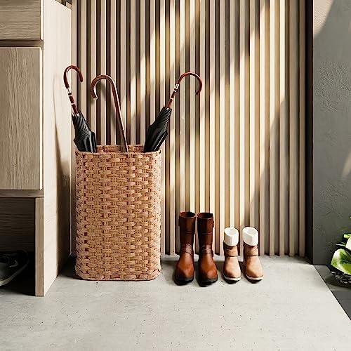 PEMAR Wicker Umbrella Holder, Hand Woven Umbrella Stand Basket Decorative Cane Holder Rack for Home, Entryway Multipurpose Narrow Tall Basket (Natural) - Image 4