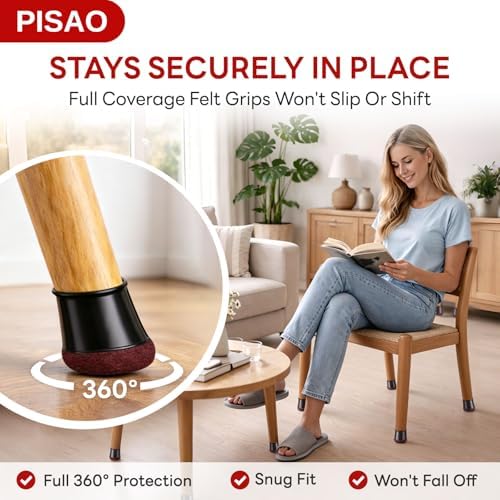 PISAO 24 Pcs Chair Leg Floor Protectors Caps Cover Pad for Hardwood Floors - Image 3