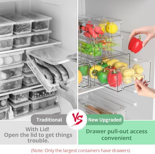 damynuo 14 Pack Clear Fridge Organizer with Lids and Refrigerator Drawers - Image 3