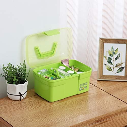 Kinsorcai 11'' Plastic Storage Box with Removable Tray, Multipurpose Organizer and Storage Case for Art Craft and Cosmetic (Green) - Image 6