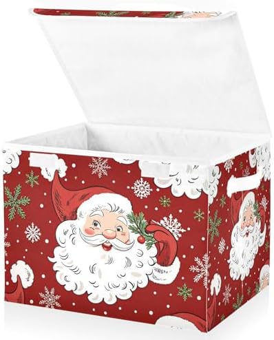 Christmas Santa Claus Storage Bins with Lids and Carrying Handle,Foldable Storage Boxes Organizer Containers Baskets Cube with Cover for Home Bedroom Closet Office - Image 2