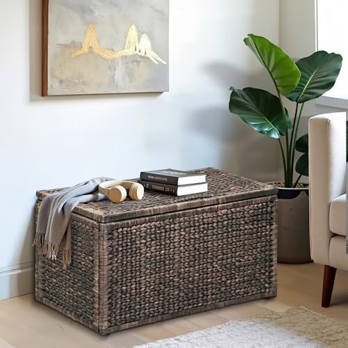 eHemco Wicker Storage Trunk, Brown Wash, 36x20x18.5 - Image 2