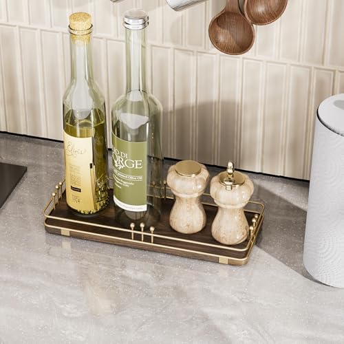 Bathroom Vanity Tray Countertop, Decor, 11.3"x 4.4" Brown-Gold - Image 6