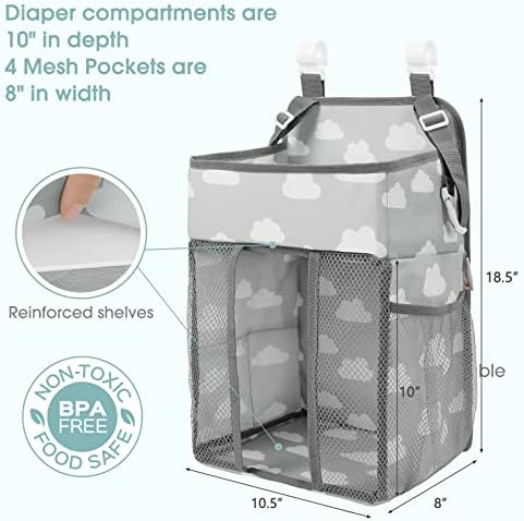 Maliton Hanging Diaper Caddy Organizer Hold 50+ Diapers(Gray Cloud) - Image 3