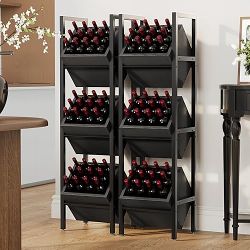 LITTLE TREE 3-Tier Basket Stand, Wooden Floor Stand Shelving Unit, Rustic Standing Organizer Storage Rack for Kitchen, Bathroom, Living Room (Black, 2) - Image 6