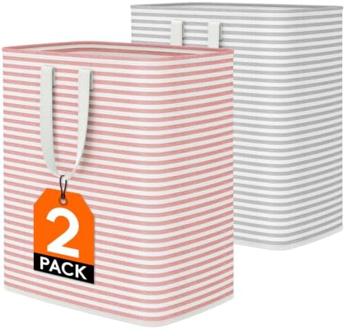 Lifewit 100L Large Laundry Baskets, Laundry Hampers Bags, 2 Pack, Grey&Pink by Lifewit