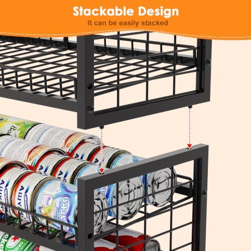 JKsmart 2-Tier Stackable Can Organizer, Extra-Long Can Holders for Pantry Storage, Adjustable Can Dispenser Holds Up to 64 Cans, 12mm Metal Frame, Super Sturdy Racks for Various Canned Food Soda - Image 6