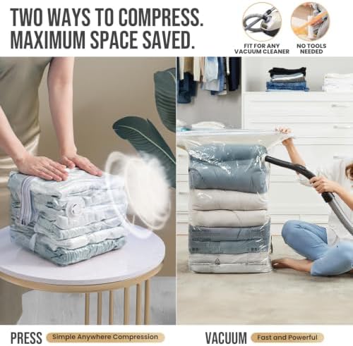 TAILI 8 Pack Cube Vacuum Storage Bags, Combo(3 Jumbo+5 Medium), Cream - Image 5