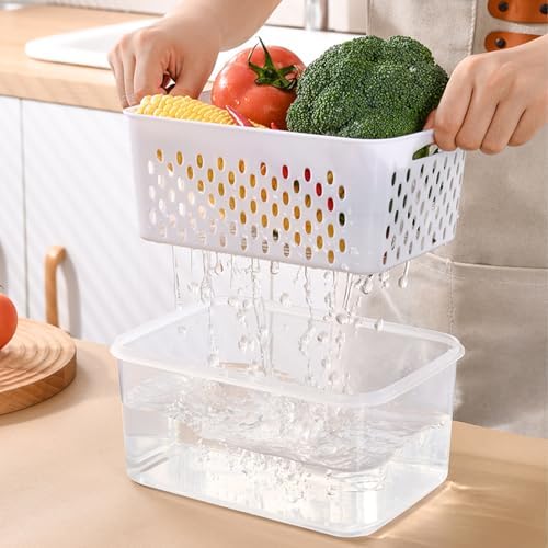 3 PCS Fruit Storage Containers for Fridge with Removable Colander - Image 2