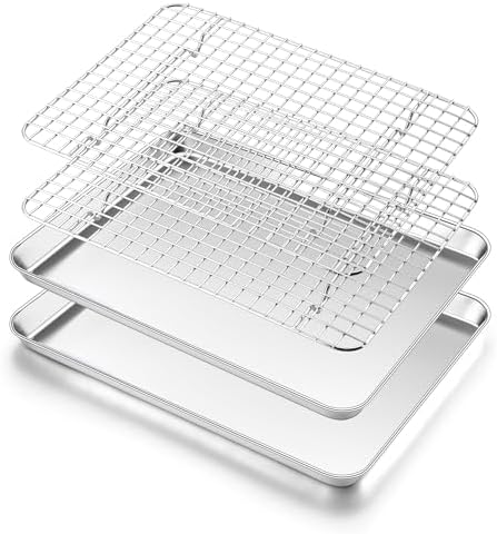 Homikit Cookie Sheet with Rack (2 Small Baking Sheets+2 Racks), 10 x 8 Inch by Homikit