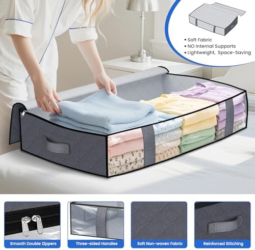 TasticTotes 2 Pack Under Bed Storage Containers, 75L Blanket Storage Bags - Image 3