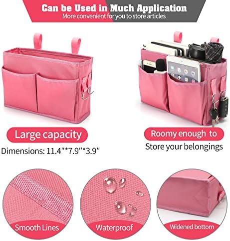Bunk Bed Organizer, Bedside Caddy Hanging Storage Bag, Pink - Image 3