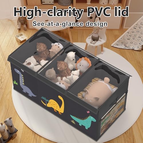 Large Toy Box Chest Storage with Lid - Collapsible Kids Toys Boxes Organizer Bins Baskets Container with Handles for Boys, Girls, Nursery, Playroom, Clothes, Blanket, Bedroom (Tri-fold black) - Image 7