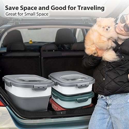 Viretec Dog Food Storage Container, 10-20Lbs Collapsible Pet Food Storage Containers with Rolling Wheel Airtight Locking Lid, Dry Food Storage Bin with Cup and Scoop,Suitable for Pet Food, Rice, Flour - Image 4