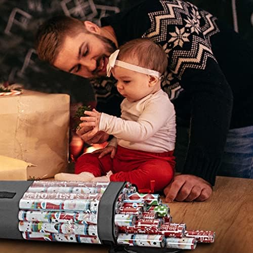 ProPik Gift Wrapping Paper Storage Organizer Bag, Store Up To 25 Rolls 40 Inch, Heavy Duty Polyester plus PVC Clear Bag With Handles And Zippered Top For Holiday Gift Wrap And Ribbons (Grey) - Image 6