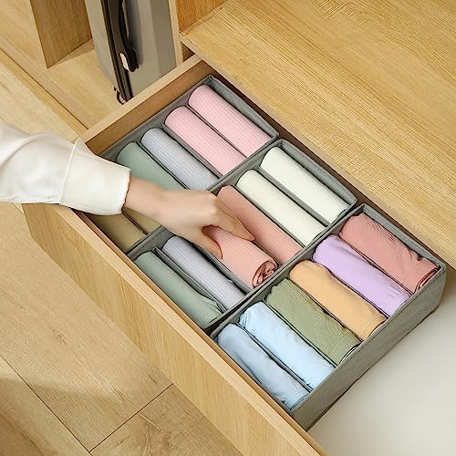 Qozary 3 Pack Sock Underwear Drawer Organizer Dividers, Non-Woven Fabric Collapsible Cabinet Closet Storage Boxes for Clothes, Socks, Lingerie, Underwear, Tie, Belt, Baby, Bedroom - Image 6