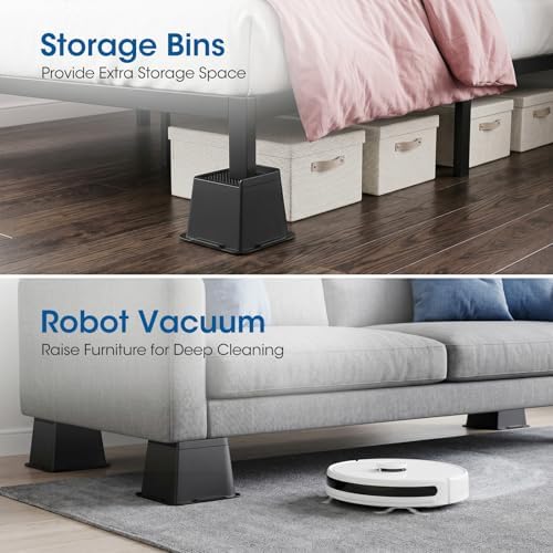 Bed Risers 2 inch, 3 inch, 4 inch, 6 inch or 8 inch Heavy Duty Furniture Risers, Up to 6000 Lbs L Shaped Design Bed Lifts Blocks for Couch Desk Sofa Table (Black, 3 Inch 4 Pack) - Image 6