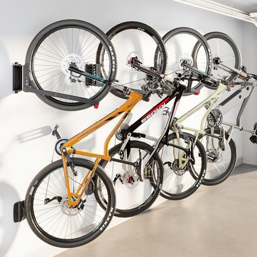 monTEK No-Lift Swivel Bike Wall Mount, Bike Hangers for Garage, 4 Pack by monTEK