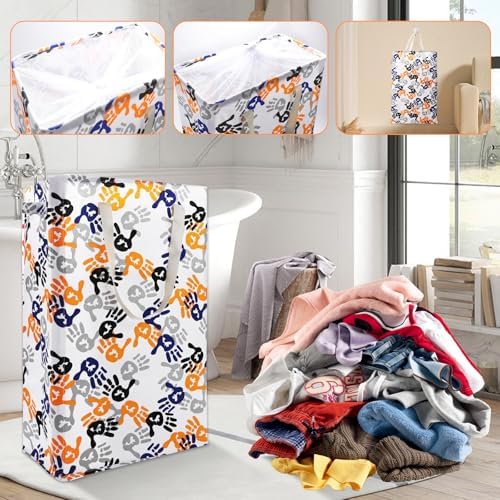 Odonata Slim Laundry Hamper Handles Collapsible Laundry Basket Thin Dirty Clothes Basket Narrow Laundry Bag Foldable Dirty Hamper 48L (Palm) - Image 7