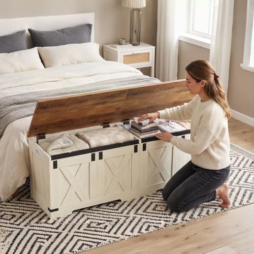 Hzuaneri 59 inches Farmhouse Storage Chest and Bench | 70 Gal | 330lb Seat - Image 2